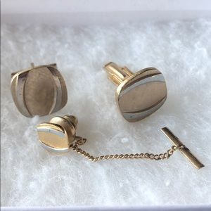 Vintage Cuff Links & tie pin Gold Silver